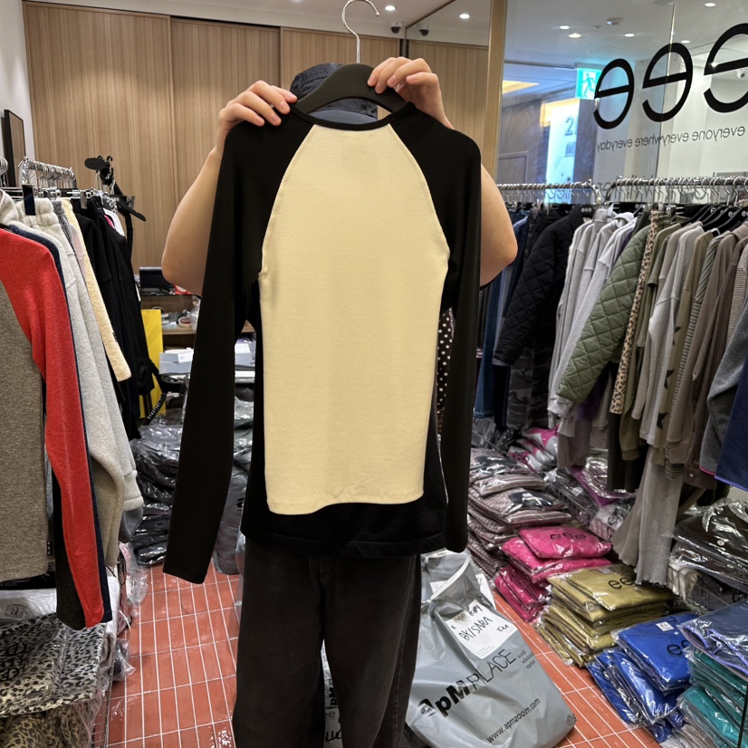 E/E/E韓國直郵㊣女士新品休閑真品時尚25秋冬熱賣長袖T恤E/E/E長袖T恤