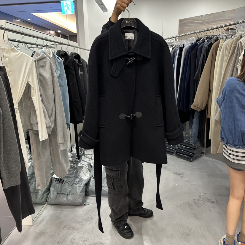 PAVEL韓國直郵㊣女士新品真品休閑熱賣職業推薦短款大衣含腰帶PAVEL短款大衣圖色2