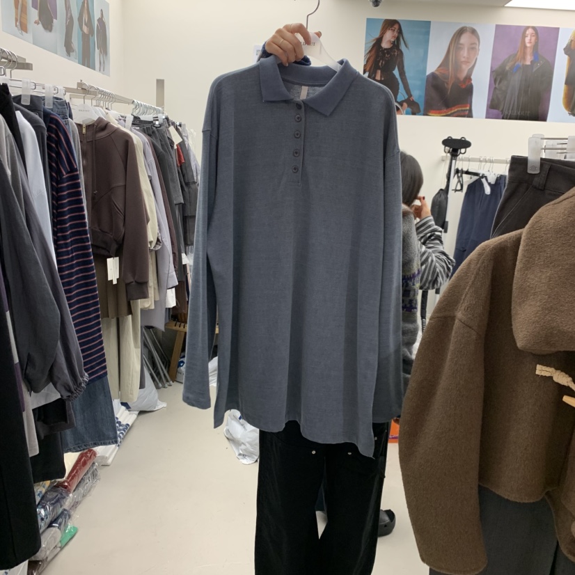 SOLD OUT韓國代購㊣女士新款休閑25秋冬真品熱賣職業長袖T恤SOLD OUT長袖T恤圖色2