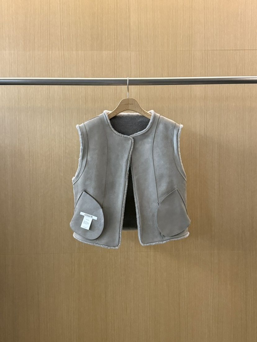 CULLUM東大門㊣實拍女士新品推薦時尚真品馬甲絨面革毛絨羊毛CULLUM馬甲