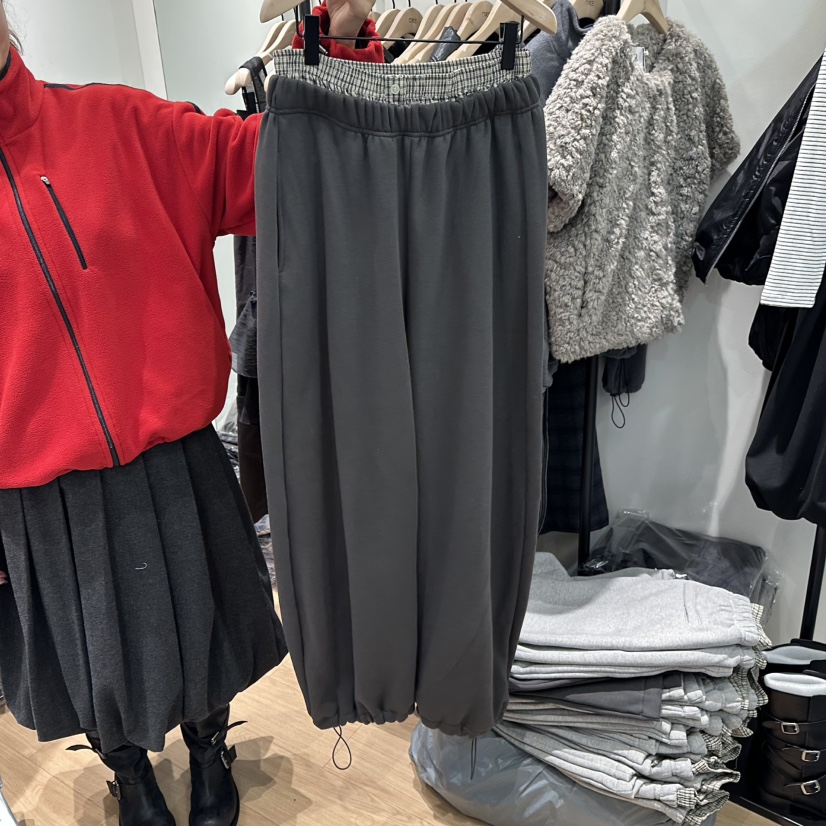 ORE-P韓國代購㊣女士新款人氣職業熱賣25秋冬休閑褲格紋絎縫ORE休閑褲圖色2