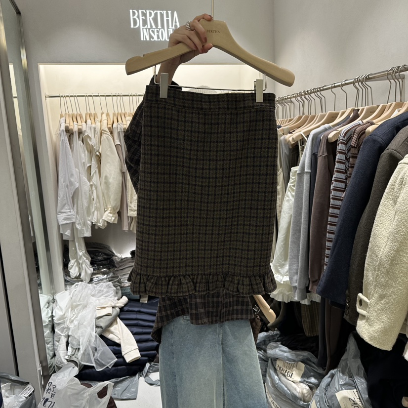 BERTHA韓國直郵㊣女裝新品人氣時尚職業25秋冬半身裙中短裙格紋BERTHA半身裙/中短裙圖色2