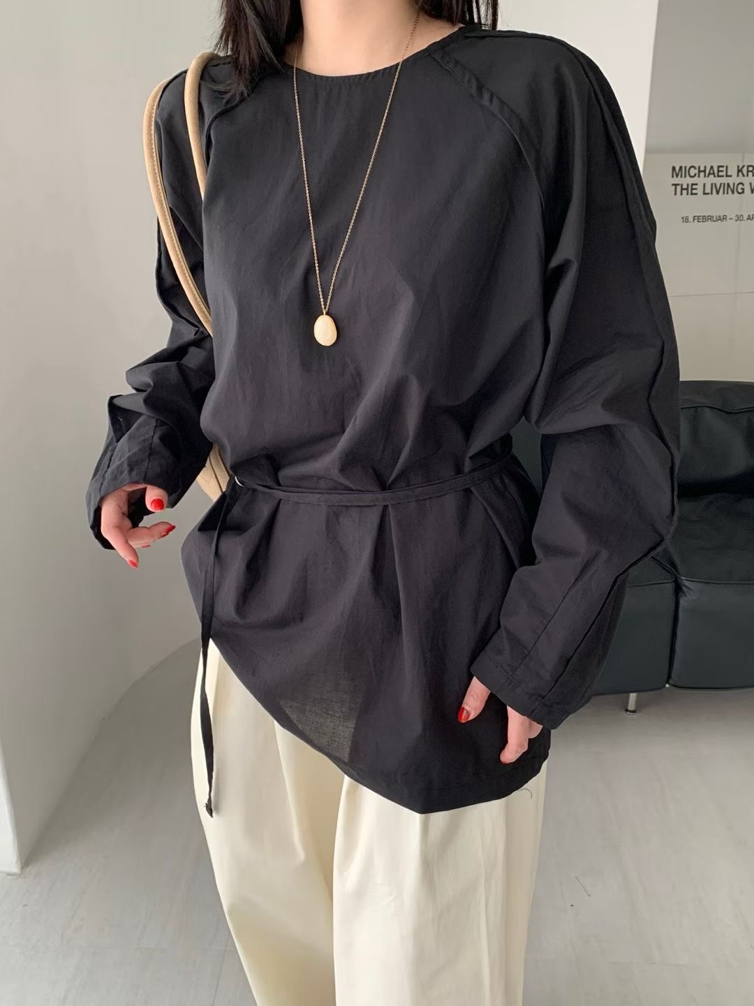 VICTORIA東大門㊣代購女裝新品人氣職業25秋冬襯衫蕾絲衫腰帶VICTORIA襯衫/蕾絲衫圖色3