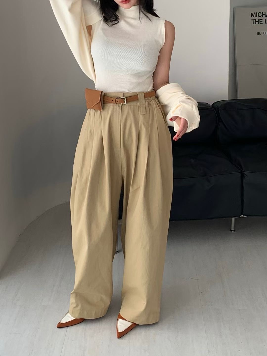 VICTORIA韓國代購㊣女裝新品職業人氣推薦熱賣休閑褲不含腰帶VICTORIA休閑褲圖色2