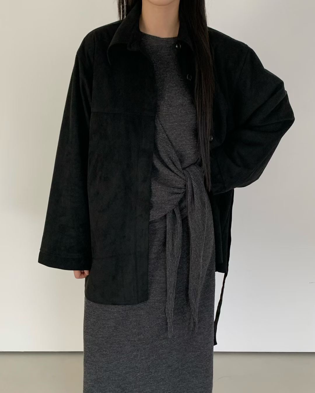 FERVENT東大門㊣直郵女士新品25秋冬真品時尚人氣夾克含腰帶FERVENT夾克圖色2