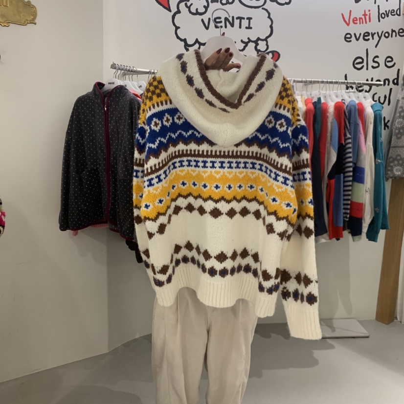 VENTI韓國直郵㊣女裝新款休閑人氣25秋冬推薦時尚毛衣開衫連帽VENTI毛衣