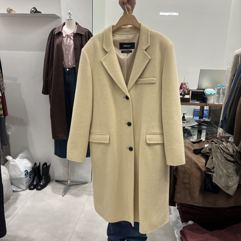ANN MARGRET東大門㊣代購女裝新品熱賣中長款大衣手工狐貍GRETA.Y中長款大衣