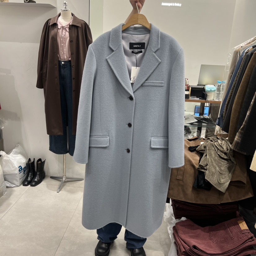 ANN MARGRET東大門㊣代購女裝新品熱賣中長款大衣手工狐貍GRETA.Y中長款大衣圖色2