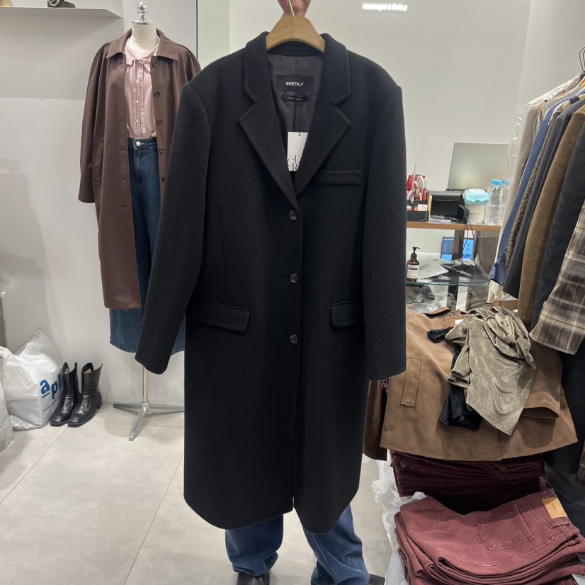 ANN MARGRET東大門㊣代購女裝新品熱賣中長款大衣手工狐貍GRETA.Y中長款大衣圖色3