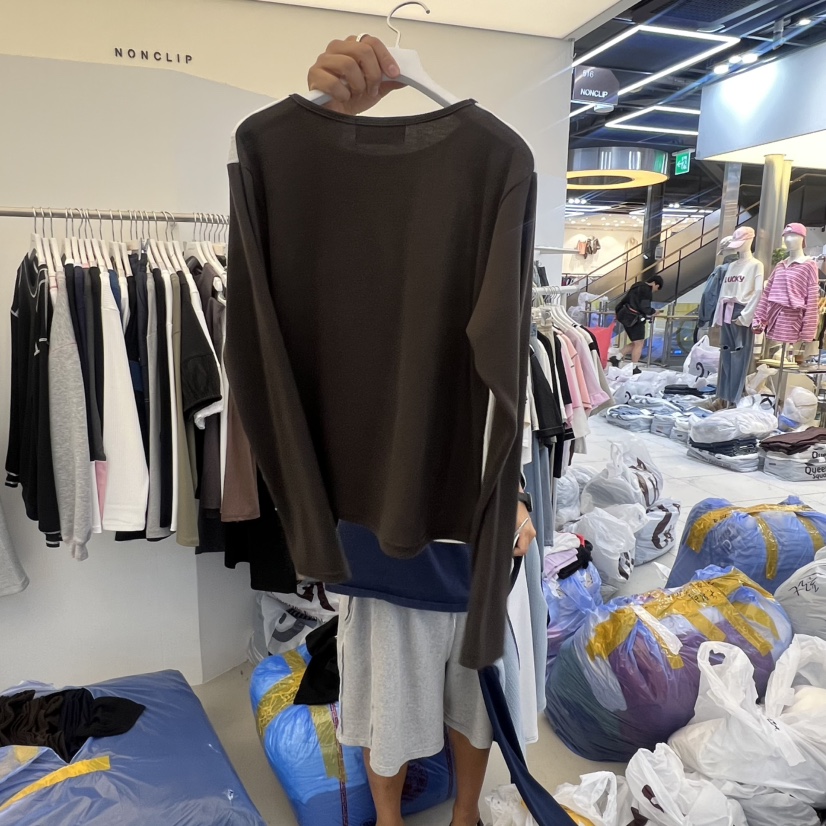 NON CLIP東大門㊣代購女裝新品時尚25秋冬真品人氣長袖T恤NON CLIP長袖T恤
