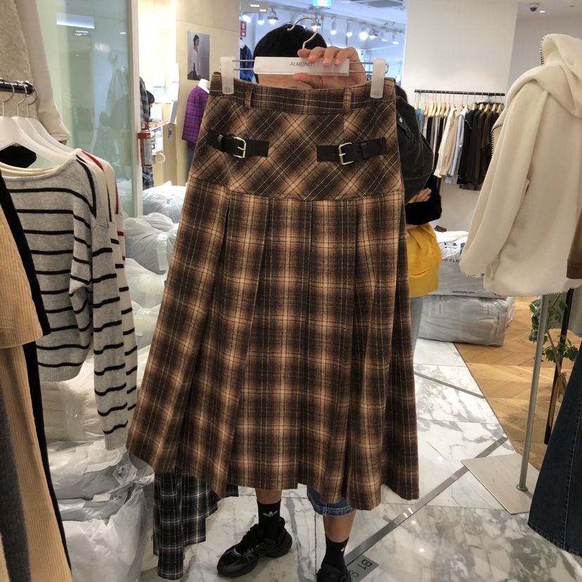 ALMOND東大門㊣實拍女士新品真品推薦職業半身裙中短裙格紋ALMOND半身裙/中短裙圖色2