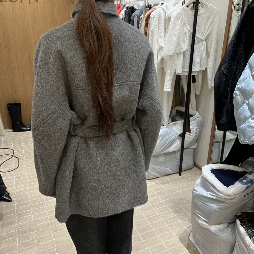 LOFN韓國直郵㊣女裝新款25秋冬推薦時尚熱賣真品短款大衣羊駝LOFN短款大衣