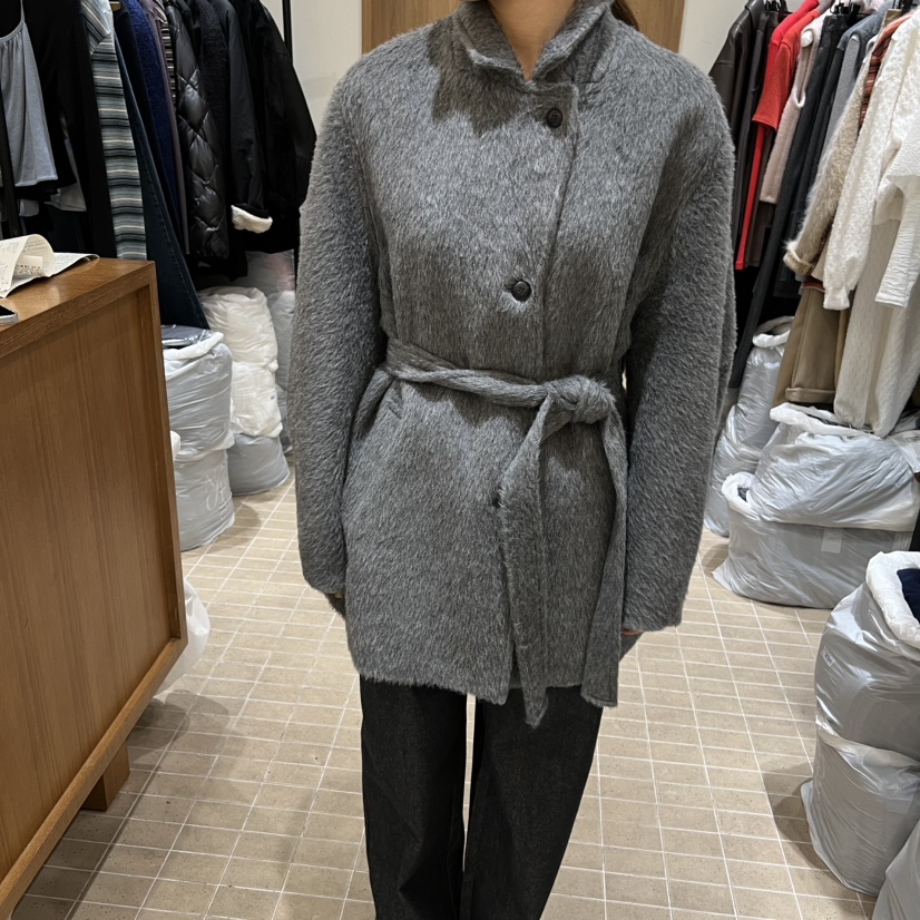 LOFN韓國直郵㊣女裝新款25秋冬推薦時尚熱賣真品短款大衣羊駝LOFN短款大衣圖色2