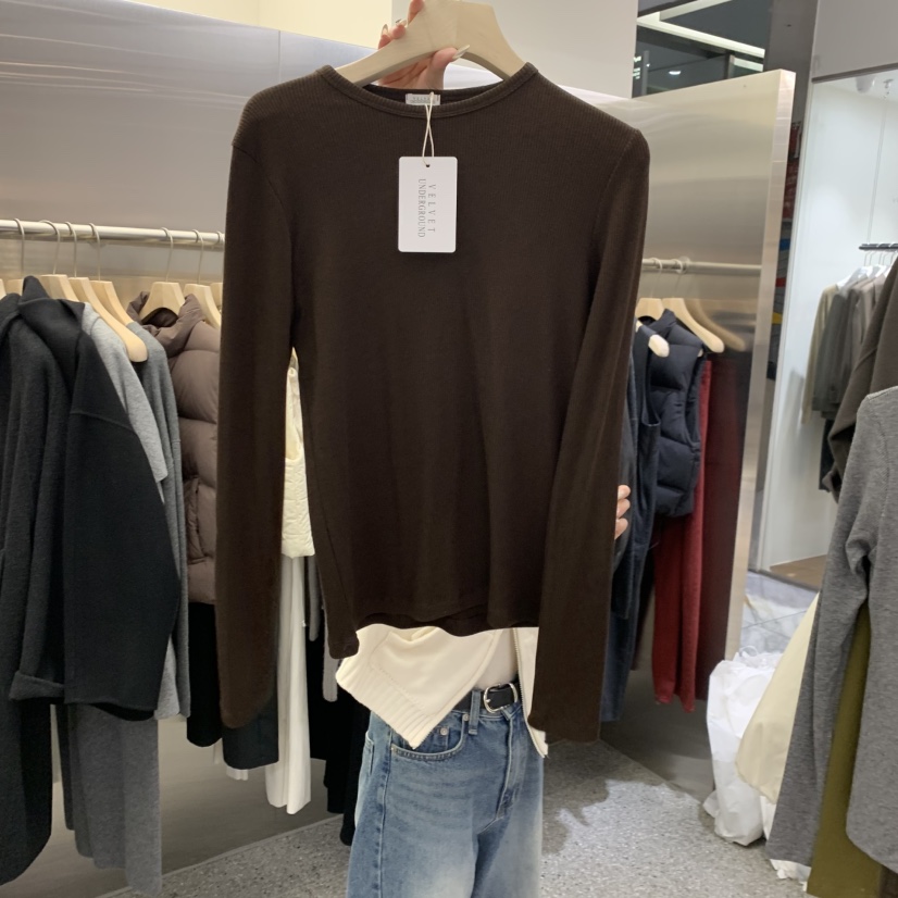 VELVET UNDERGROUND東大門㊣代購女士新款25秋冬職業長袖T恤VELVET UNDERGROUND長袖T恤圖色1