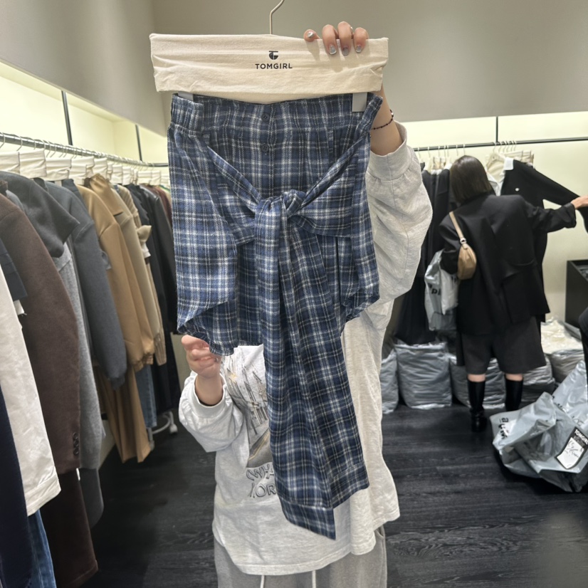 TOMGIRL東大門㊣實拍女裝新品職業時尚真品推薦休閑短裙格紋TOMGIRL短裙圖色1