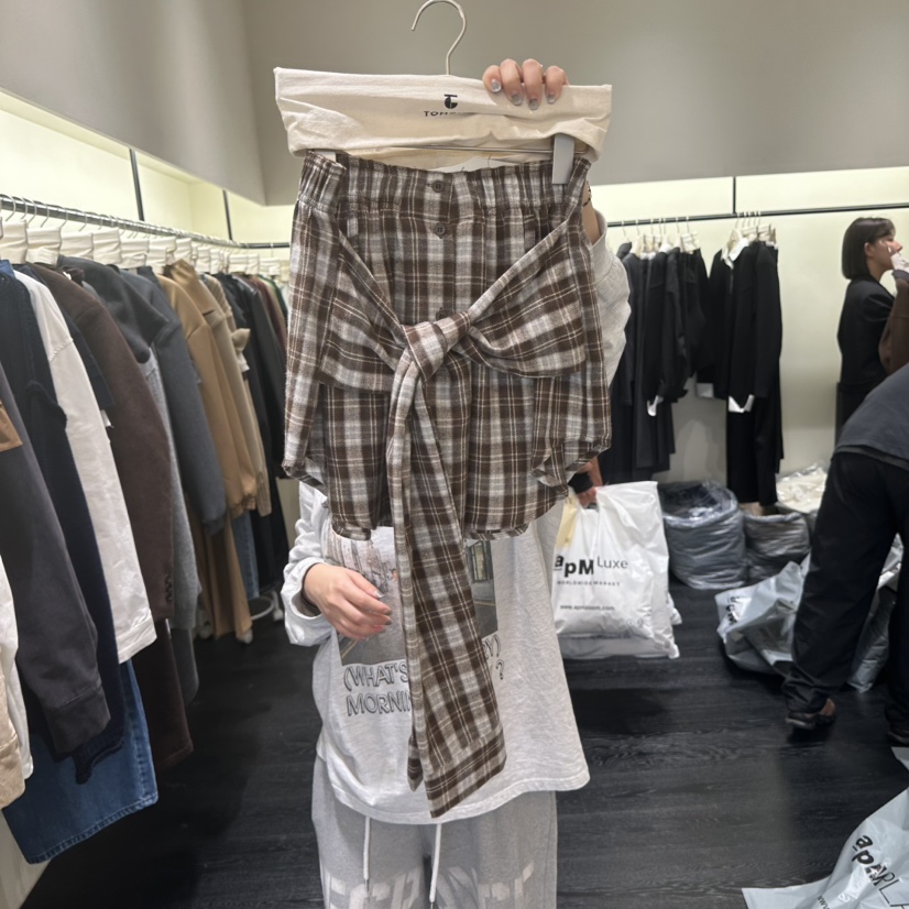 TOMGIRL東大門㊣實拍女裝新品職業時尚真品推薦休閑短裙格紋TOMGIRL短裙圖色2