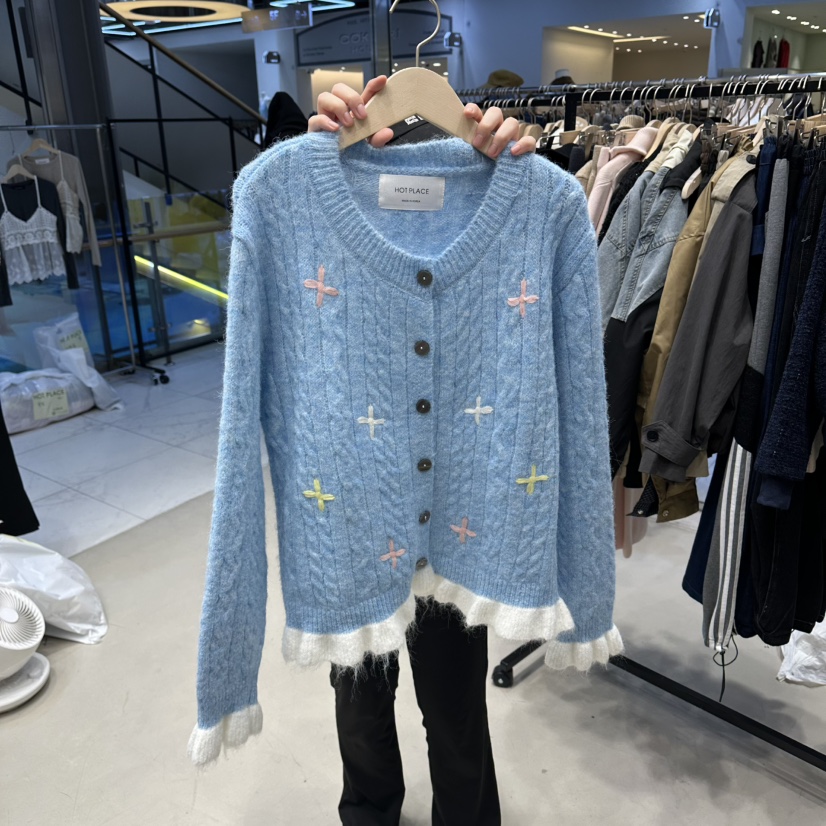 HOT PLACE韓國代購㊣女士新品休閑真品職業時尚毛衣刺繡開衫HOT PLACE/DREAM GIRIS毛衣圖色2