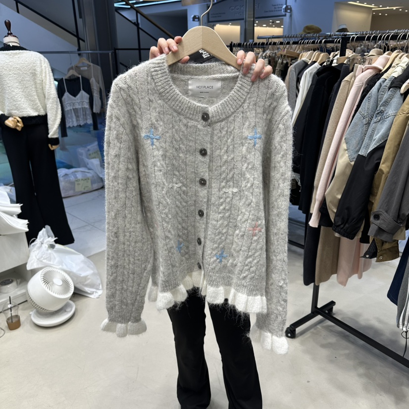 HOT PLACE韓國代購㊣女士新品休閑真品職業時尚毛衣刺繡開衫HOT PLACE/DREAM GIRIS毛衣圖色3