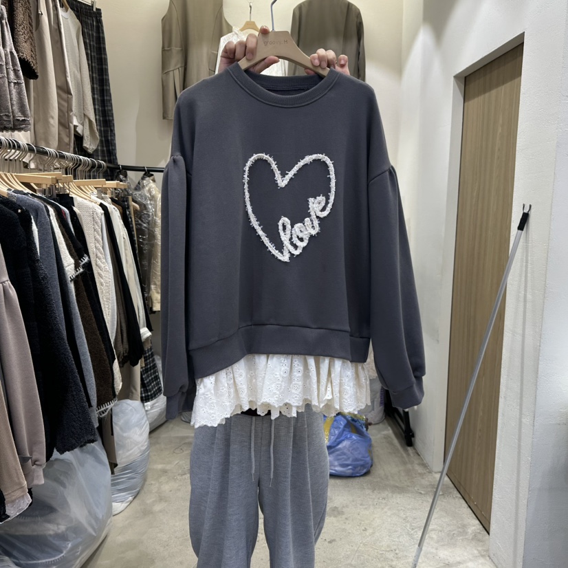 HOLYBANANA東大門㊣實拍女裝新品職業推薦25秋冬真品衛衣刺繡groovy.H/HOLYBANANA衛衣圖色2