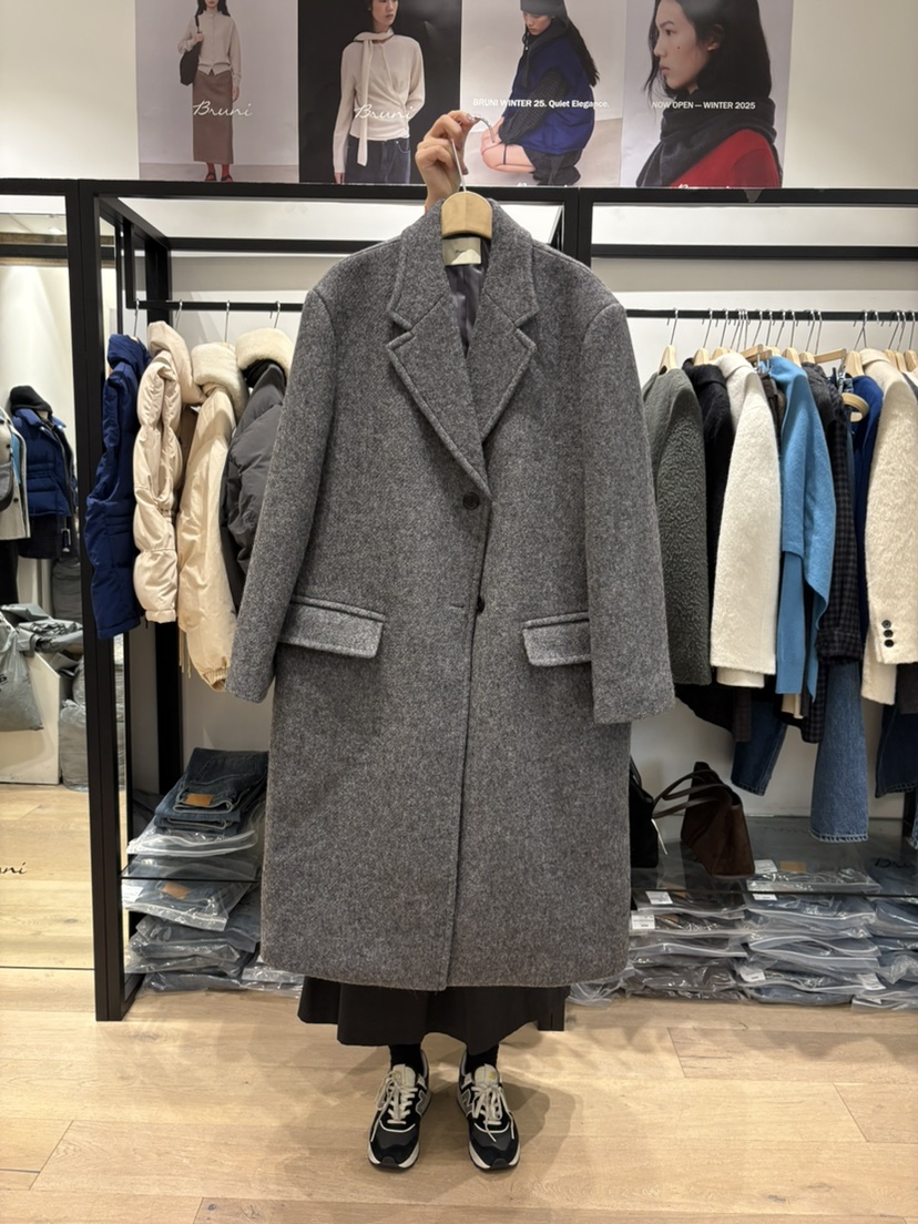 BRUNI/RICOTTA韓國代購㊣女裝新品人氣真品25秋冬中長款大衣BRUNI/RICOTTA中長款大衣圖色1