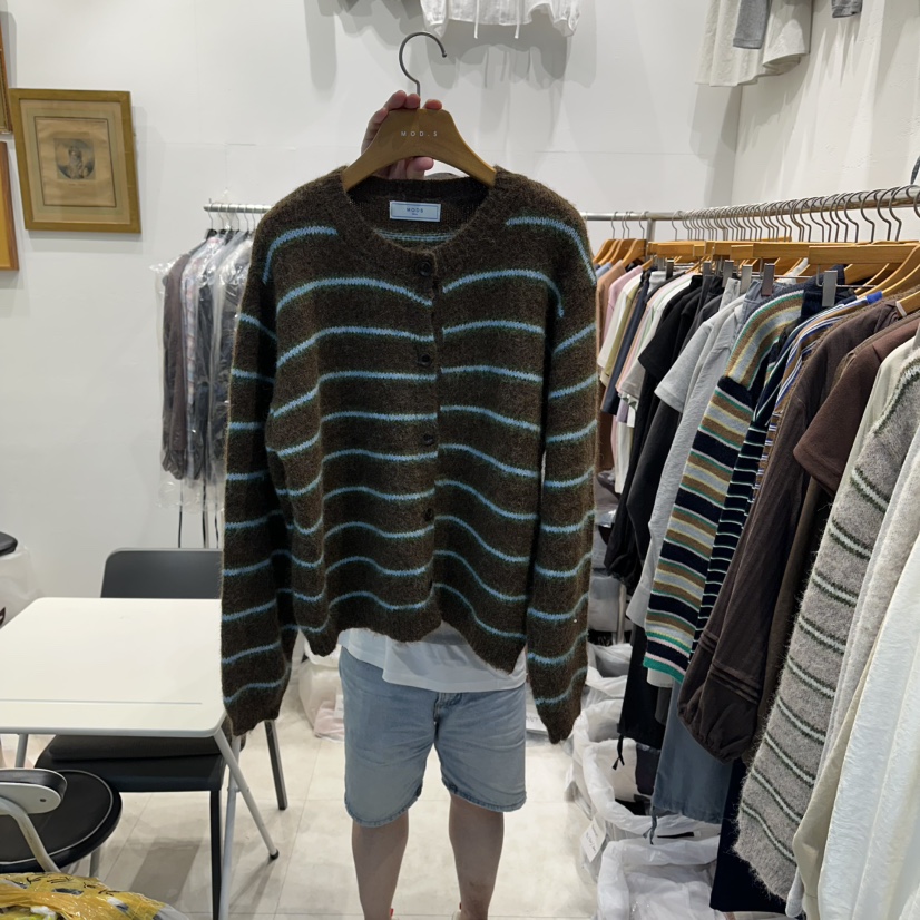 MODS-Q東大門㊣代購女士新品人氣時尚25秋冬針織衫單排扣開衫MODS-Q針織衫圖色2