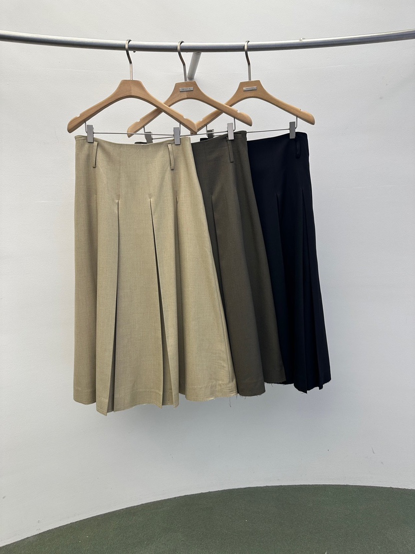 WIDA-P東大門㊣代購女士新品推薦25秋冬職業長裙百褶褶裙長款WIDA/RENEJ長裙
