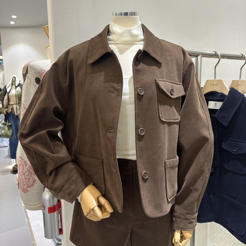 A WANT東大門㊣代購女裝新款真品25秋冬職業時尚夾克燈芯絨A WANT夾克