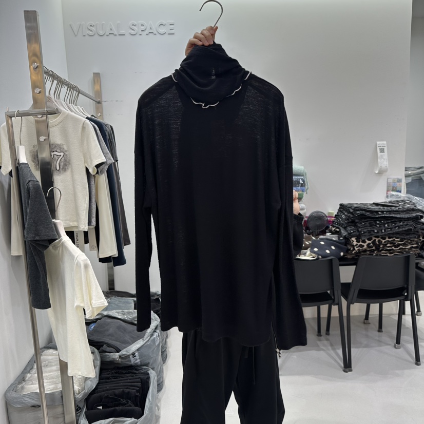 VISUAL SPACE韓國代購㊣女士新品25秋冬休閑職業針織衫圍巾VISUAL SPACE針織衫