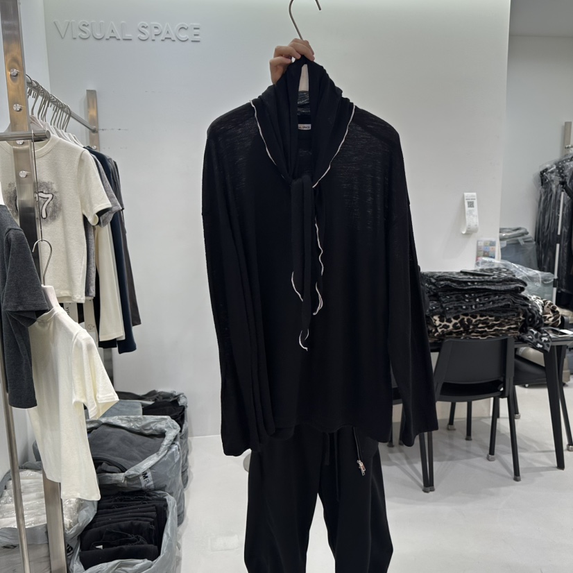 VISUAL SPACE韓國代購㊣女士新品25秋冬休閑職業針織衫圍巾VISUAL SPACE針織衫圖色2