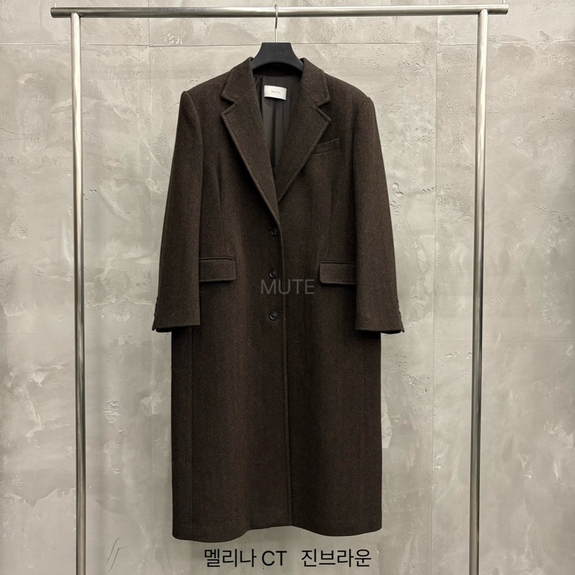 MUTE-P韓國代購㊣女士新品休閑時尚25秋冬人氣職業中長款大衣MUTE中長款大衣圖色2