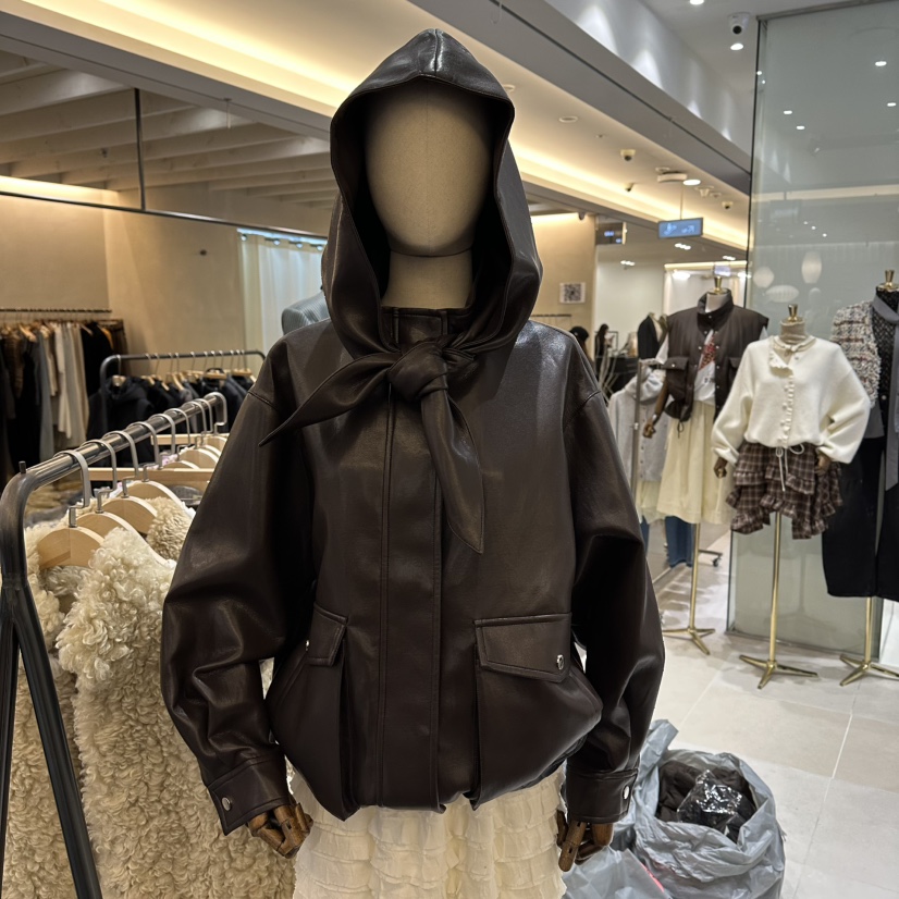 JENNY 1976東大門㊣實拍女士新款推薦套裝連帽拉鏈衫兩件套皮革JENNY 1976套裝圖色1
