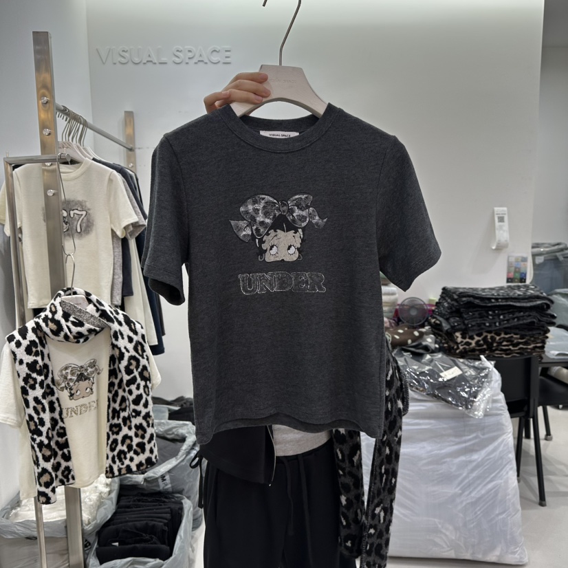 VISUAL SPACE韓國代購㊣女裝新品熱賣推薦時尚真品25秋冬T恤VISUAL SPACET恤圖色3