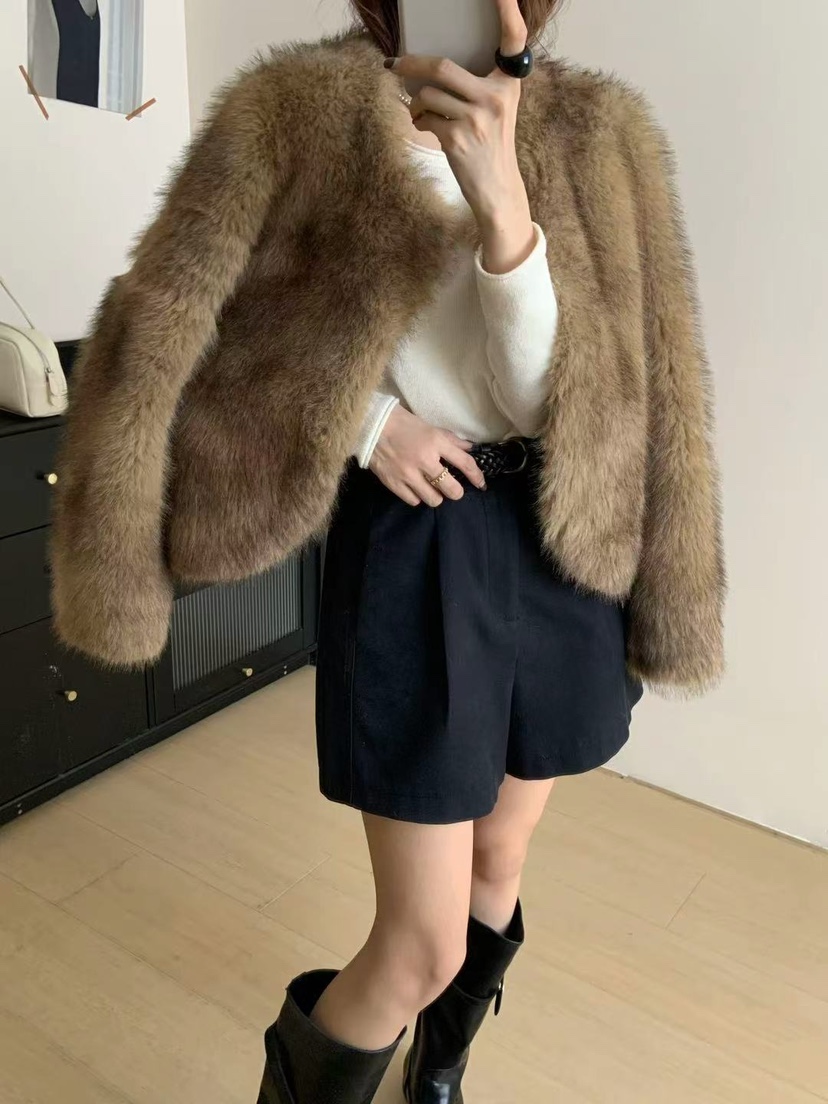 CRONG東大門㊣實拍女士新款職業時尚休閑人氣真品25秋冬夾克貂皮CRONG夾克圖色2