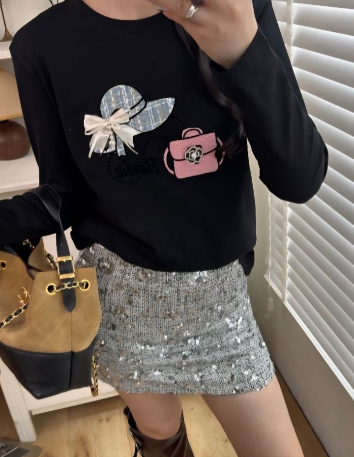 BLING BLING-S韓國代購㊣女士新款時尚休閑職業推薦長袖T恤BLING BLING-S長袖T恤