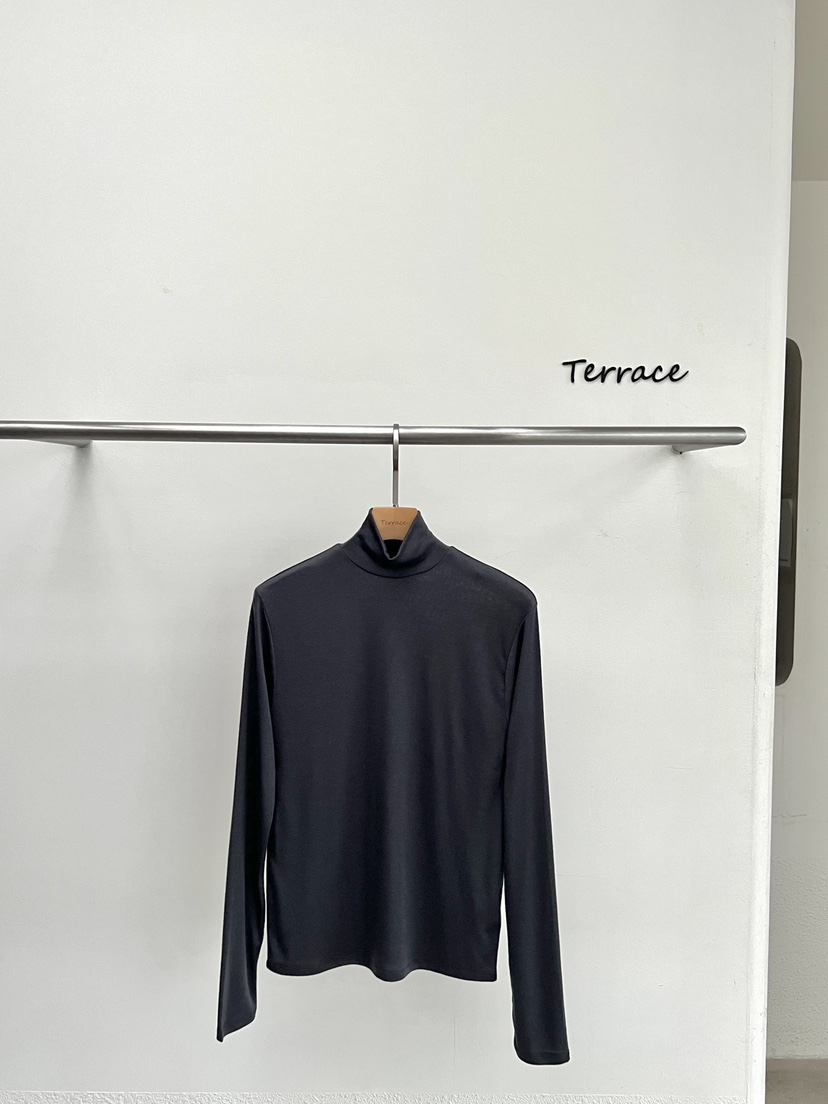 TERRACE韓國代購㊣女士新品職業推薦25秋冬真品長袖T恤羊毛TERRACE長袖T恤圖色4墨色