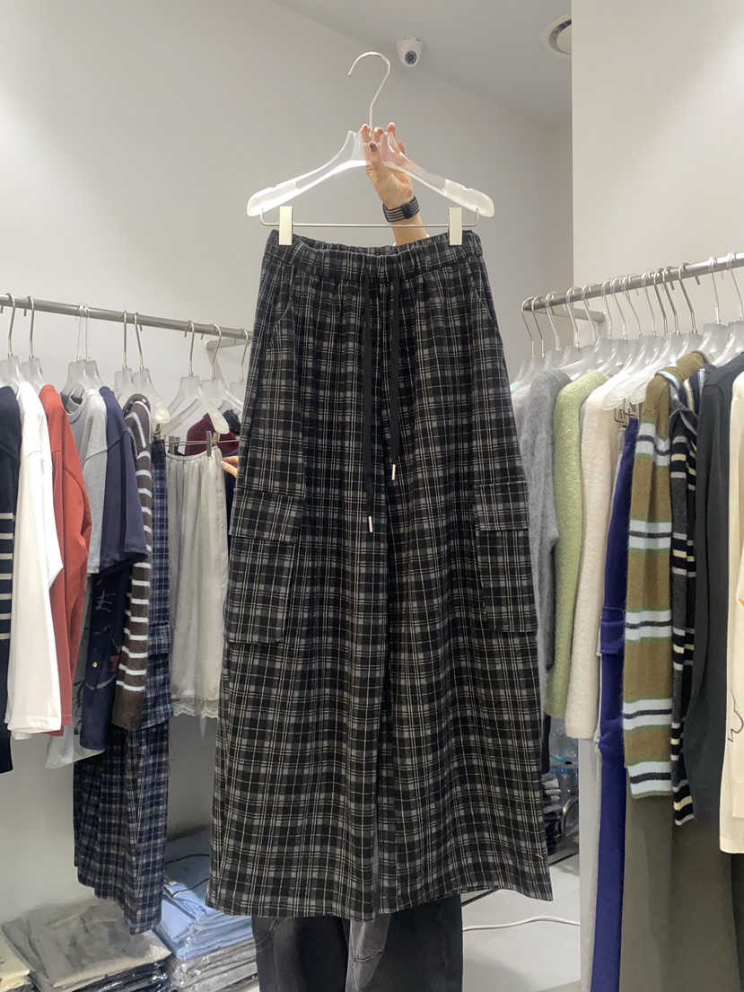 LOOKK東大門㊣直郵女士新款真品休閑職業熱賣時尚休閑褲格子LOOKK休閑褲