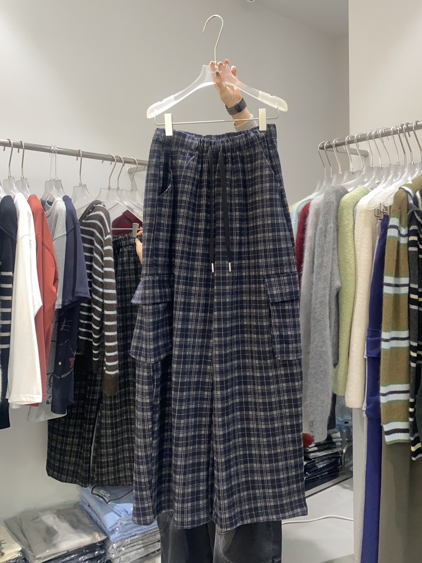 LOOKK東大門㊣直郵女士新款真品休閑職業熱賣時尚休閑褲格子LOOKK休閑褲圖色2