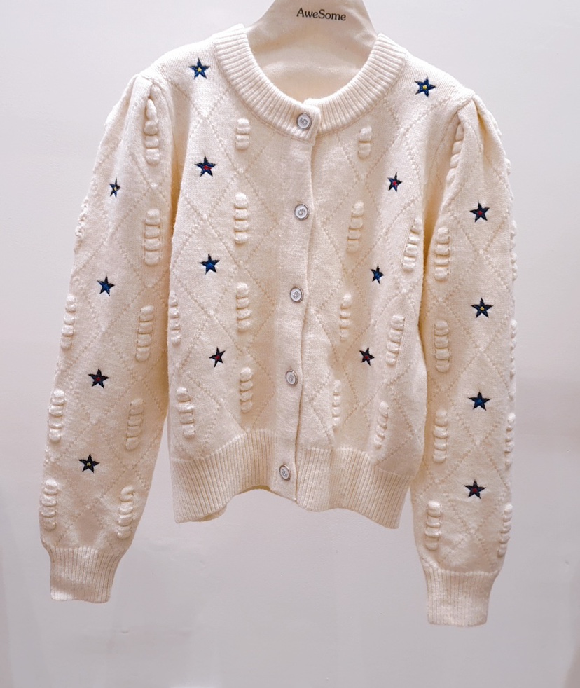 AWESOME-P東大門㊣直郵女裝新品時尚熱賣25秋冬針織衫刺繡開衫AWESOME-P針織衫