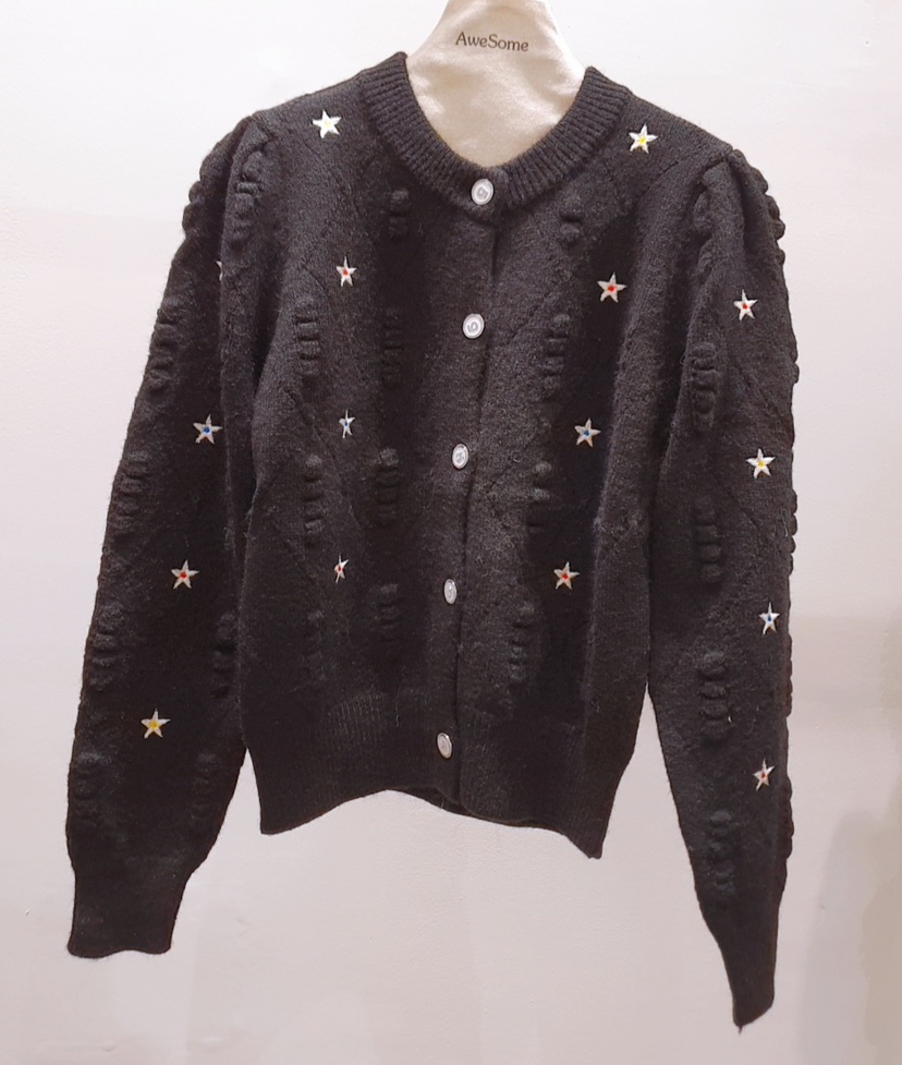 AWESOME-P東大門㊣直郵女裝新品時尚熱賣25秋冬針織衫刺繡開衫AWESOME-P針織衫圖色2