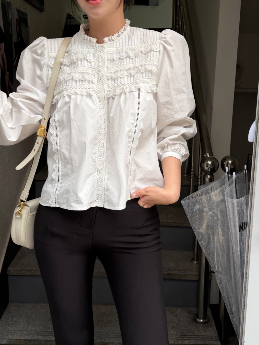 81 MARKET-L東大門㊣實拍女裝新款25秋冬時尚職業襯衫蕾絲衫81 MARKET-L襯衫/蕾絲衫
