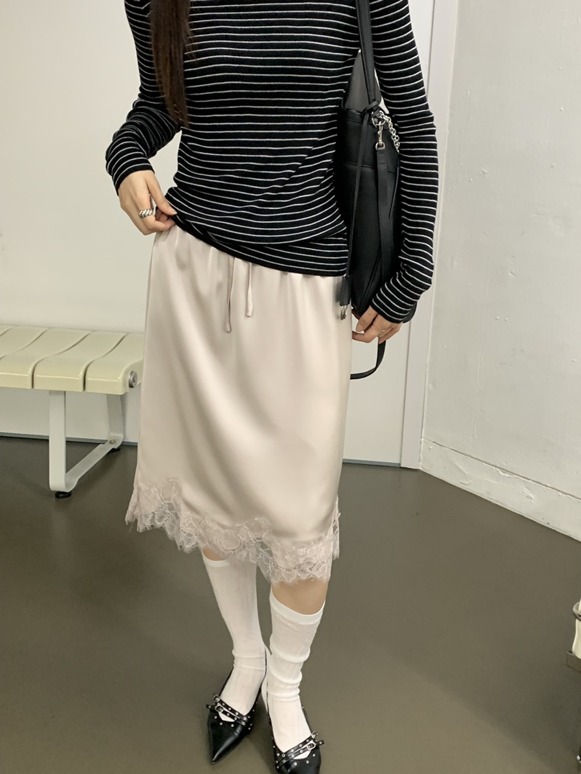 RIVER RAIN東大門㊣代購女裝新款熱賣半身裙中短裙蕾絲絲質RIVER RAIN半身裙/中短裙