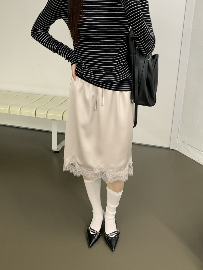 RIVER RAIN東大門㊣代購女裝新款熱賣半身裙中短裙蕾絲絲質RIVER RAIN半身裙/中短裙