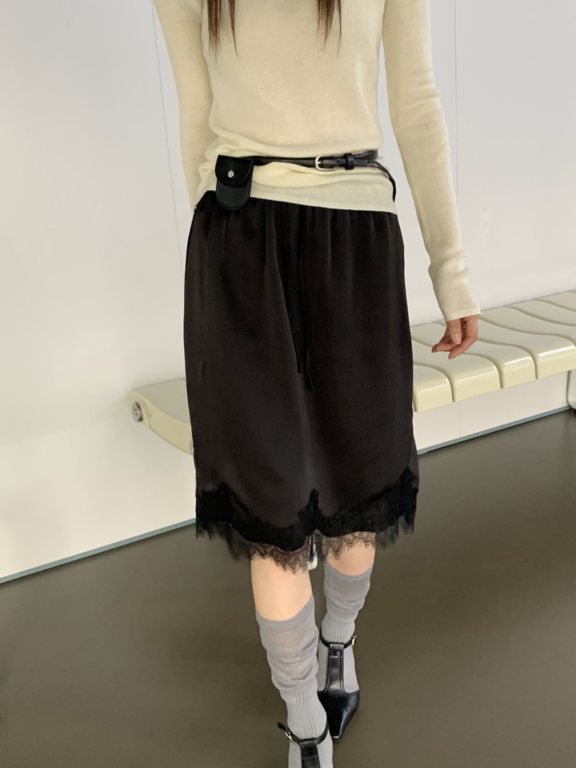 RIVER RAIN東大門㊣代購女裝新款熱賣半身裙中短裙蕾絲絲質RIVER RAIN半身裙/中短裙