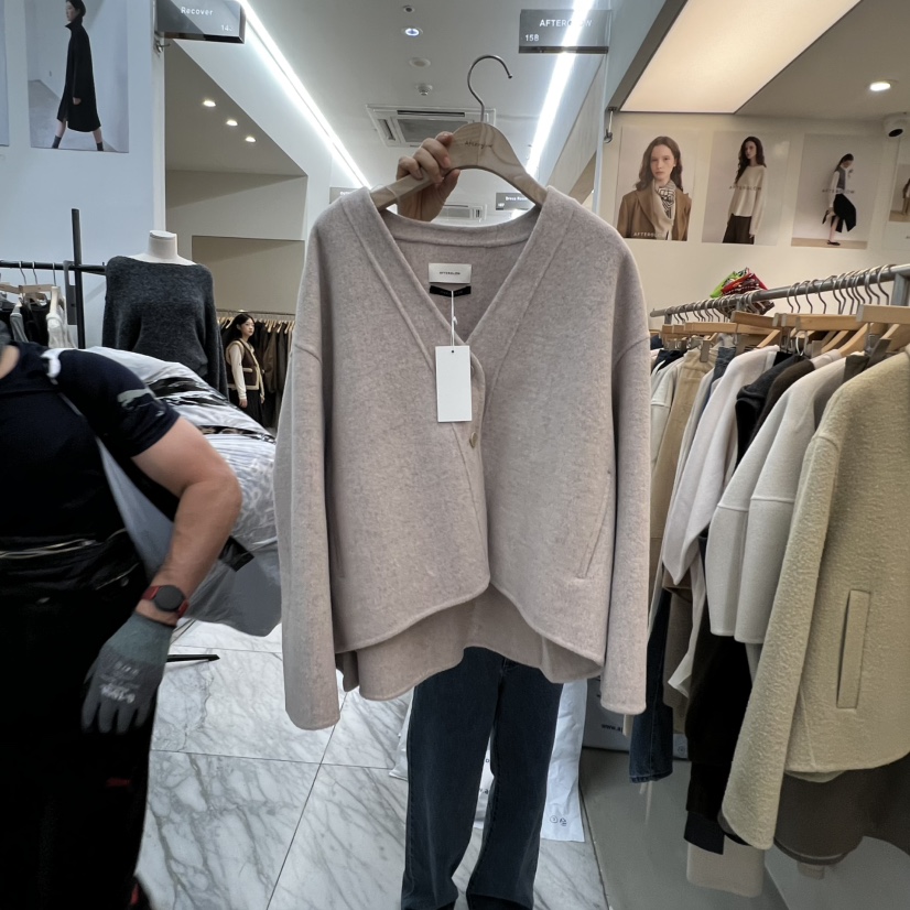 AFTERGLOW東大門㊣代購女士新品推薦職業時尚真品夾克V領手工AFTERGLOW夾克圖色2