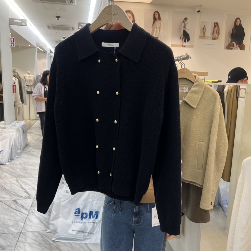 AFTERGLOW韓國代購㊣女士新品推薦熱賣時尚25秋冬針織衫紐扣AFTERGLOW針織衫圖色2
