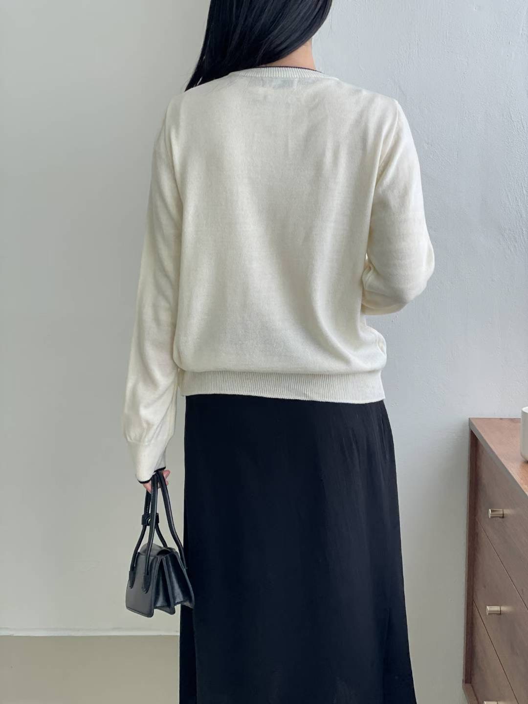 MUSTBE韓國代購㊣女士新品真品休閑熱賣25秋冬針織衫拼色開衫MUSTBE針織衫