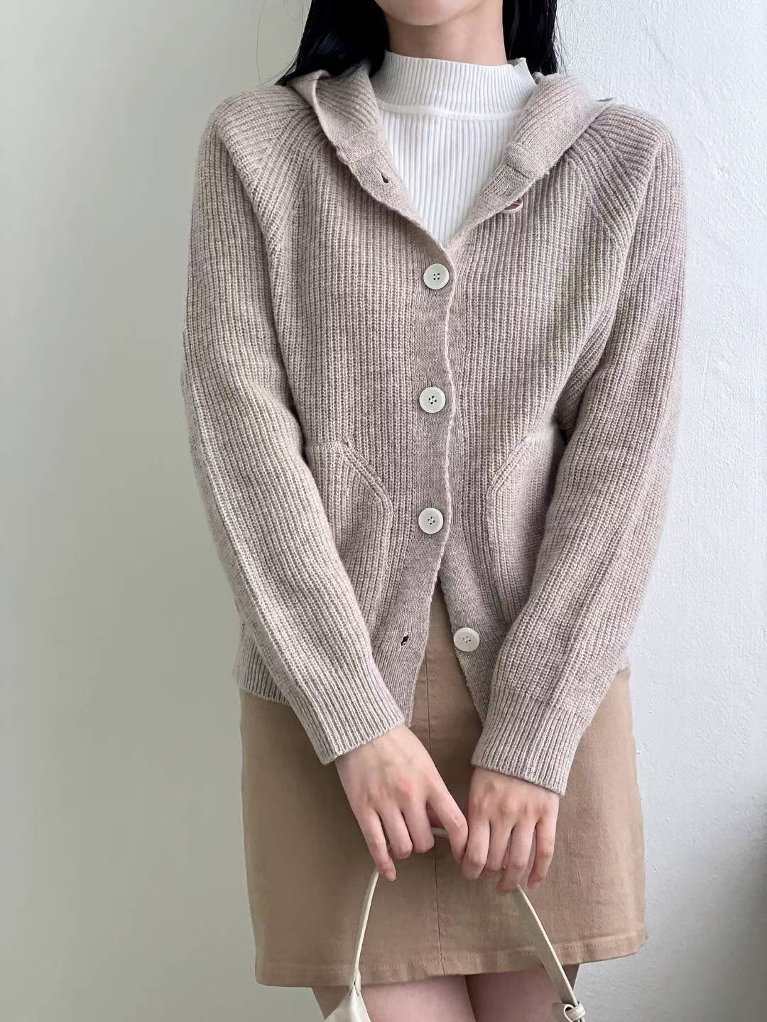 MUSTBE東大門㊣直郵女裝新款推薦25秋冬職業針織衫開衫連帽MUSTBE針織衫圖色2