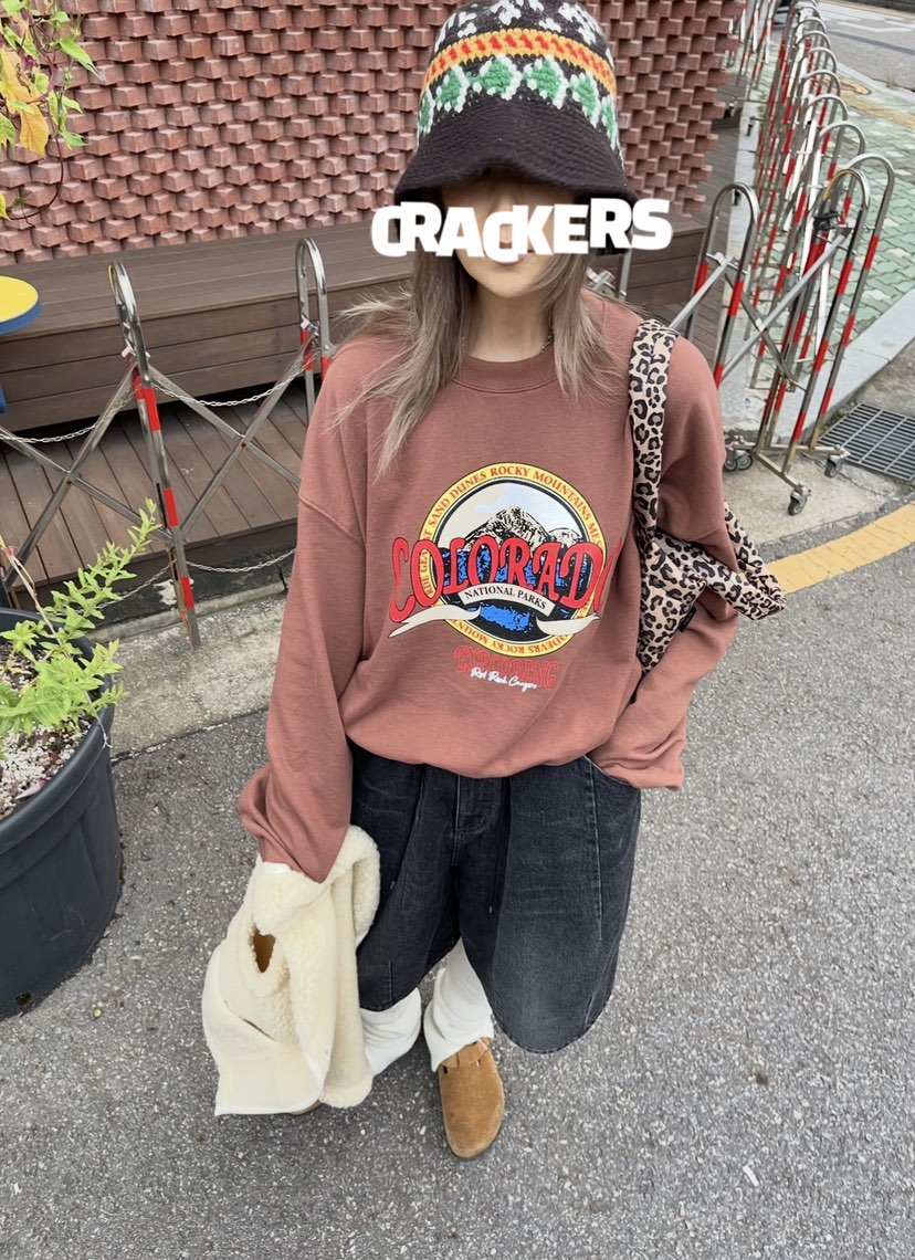 CRACKERS韓國直郵㊣女裝新款人氣職業25秋冬休閑推薦熱賣衛衣CRACKERS衛衣