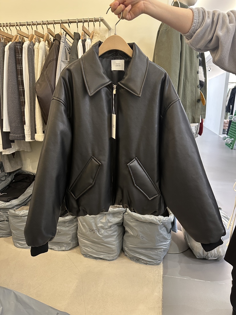 MONDAYMORING東大門㊣代購女士新款休閑人氣熱賣短款棉服皮革MONDAYMORING短款棉服