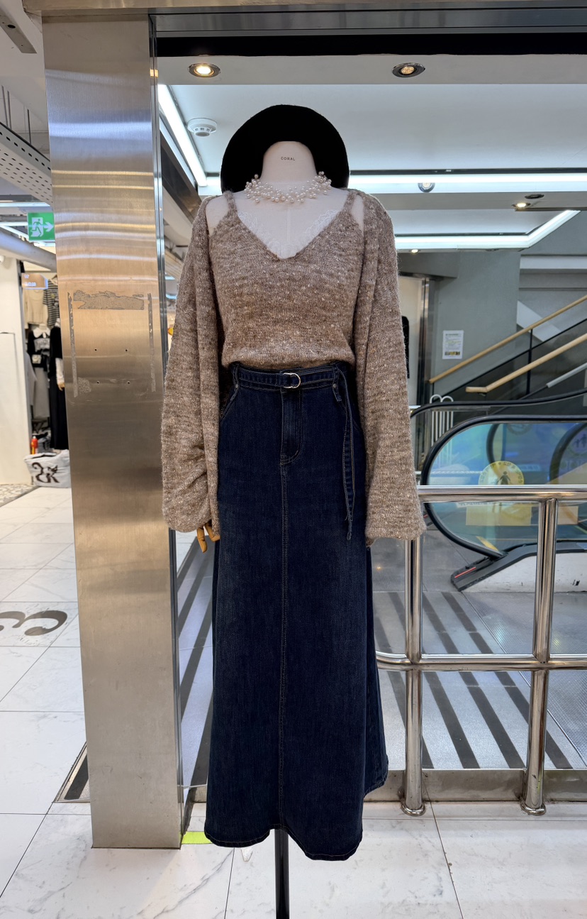 CORAL東大門㊣代購女裝新款25秋冬真品時尚推薦人氣長裙含腰帶CORAL長裙